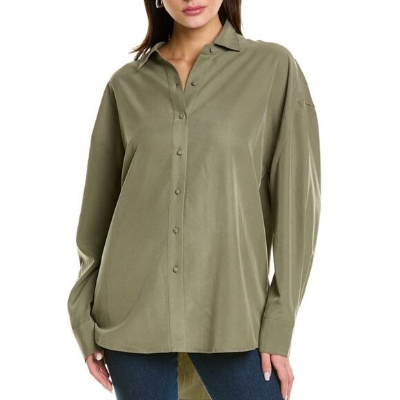 Favorite Daughter The Rebound Shirt In Nocolor Green Women’s Size Small Button - Picture 1 of 8